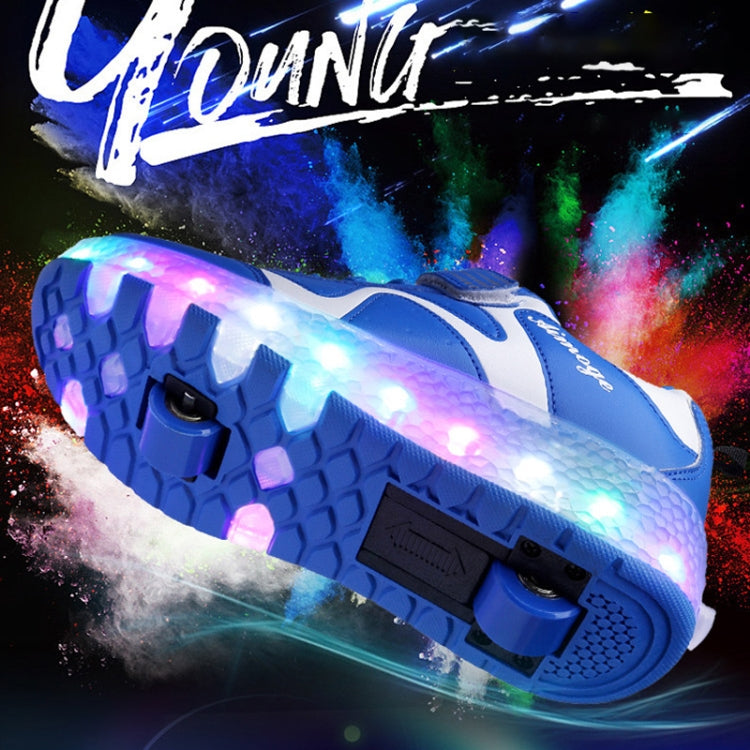 786 LED Light Ultra Light Rechargeable Double Wheel Roller Skating Shoes Sport Shoes, Size : 31, Size : 31