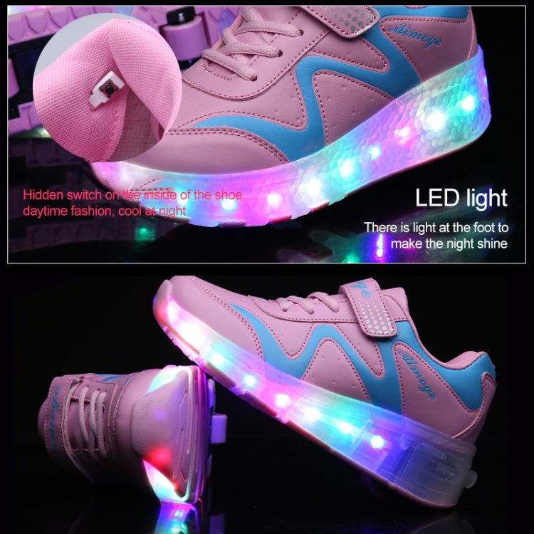 786 LED Light Ultra Light Rechargeable Double Wheel Roller Skating Shoes Sport Shoes, Size : 37, Size : 37