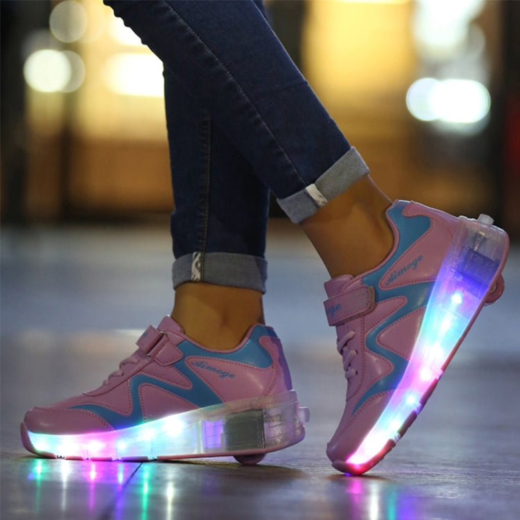 786 LED Light Ultra Light Rechargeable Double Wheel Roller Skating Shoes Sport Shoes, Size : 37, Size : 37