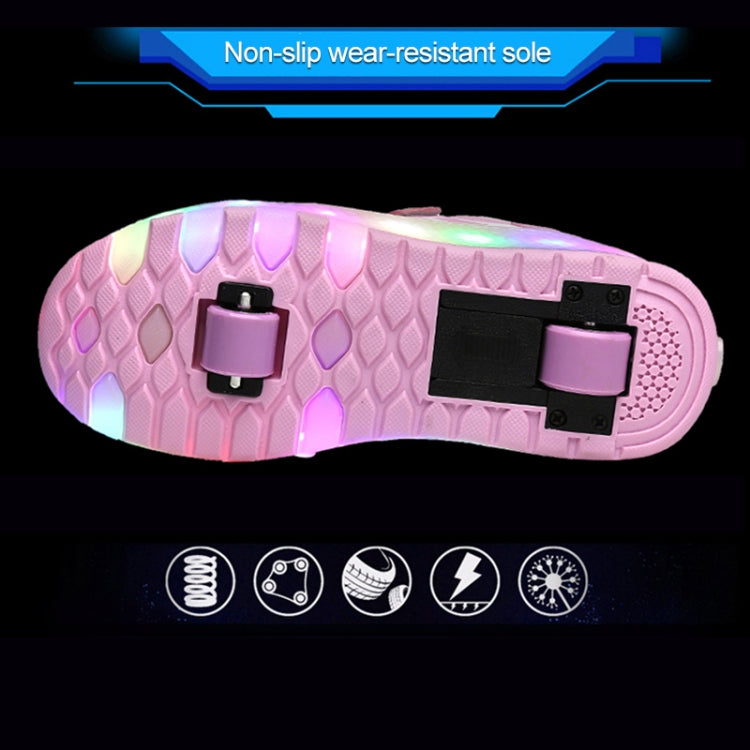 WS01 LED Light Ultra Light Mesh Surface Rechargeable Double Wheel Roller Skating Shoes Sport Shoes, Size : 37, Size : 37