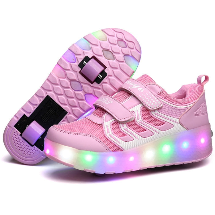 WS01 LED Light Ultra Light Mesh Surface Rechargeable Double Wheel Roller Skating Shoes Sport Shoes, Size : 37, Size : 37