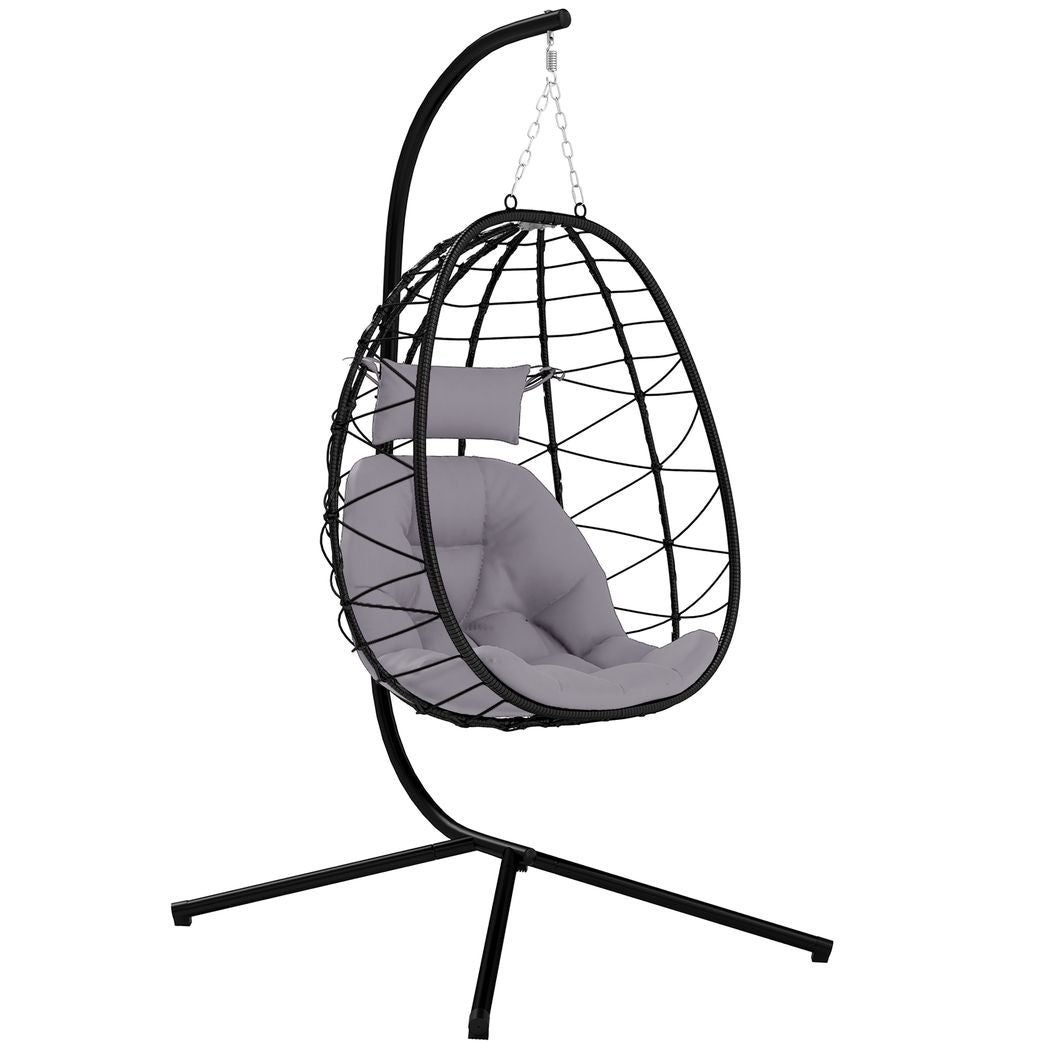 Outsunny Garden Egg Chair Outdoor Hanging Swing Chair, Folding Basket