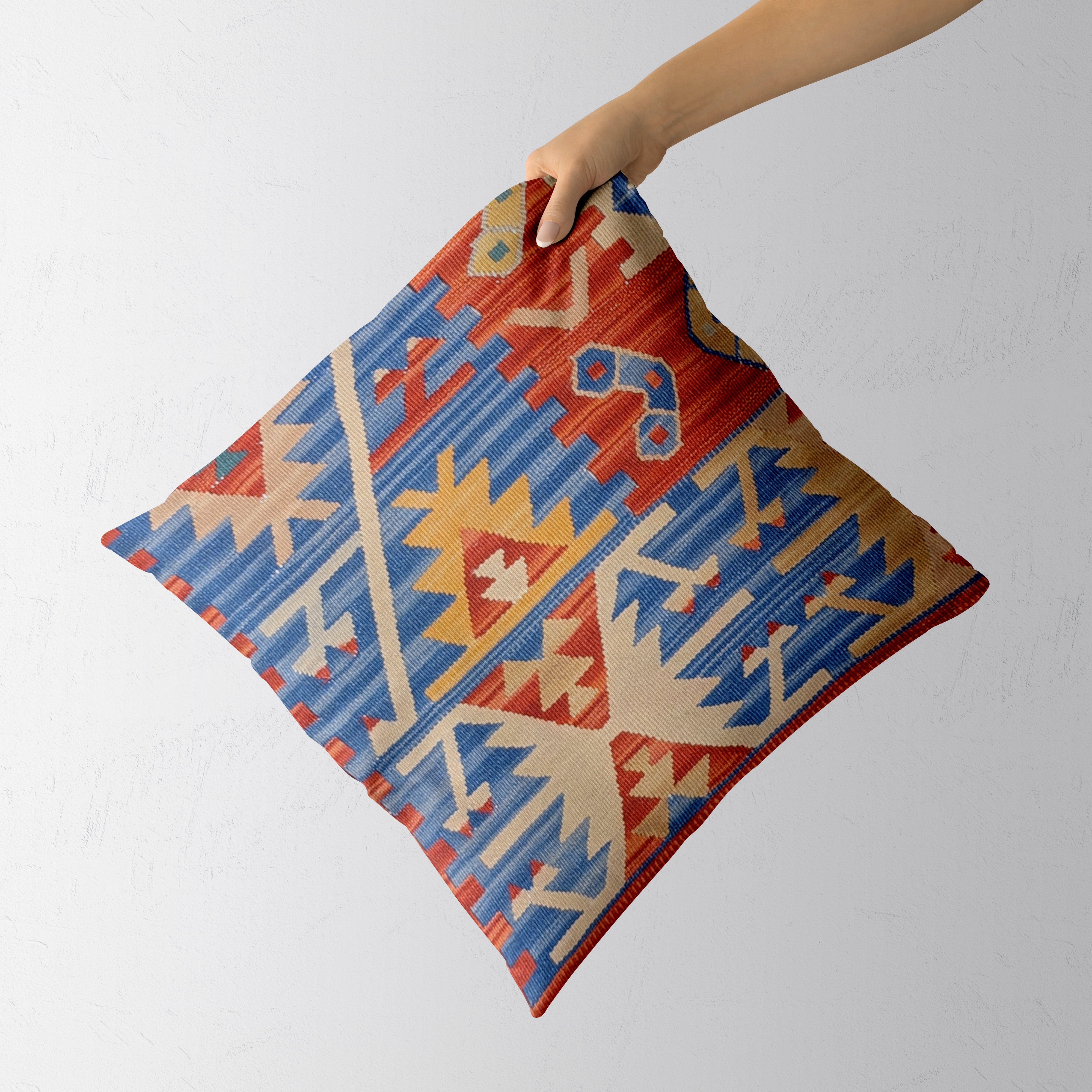 Turkish Kilim Vintage Cushion Cover - 40 x 40 cm
