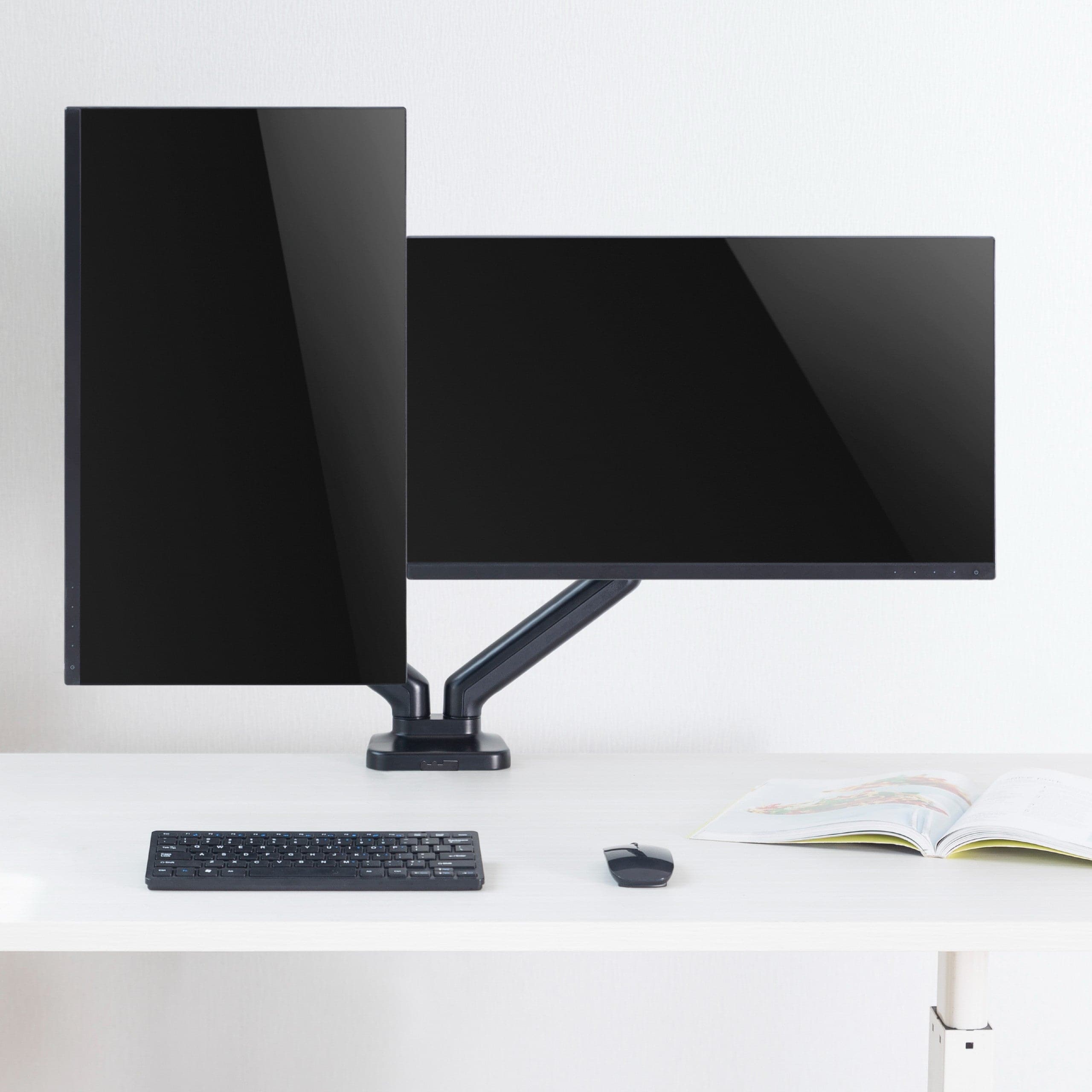 ProperAV Desk Monitor Mount 17" - 32" Dual Articulated Swing Arm VESA Max 100x100