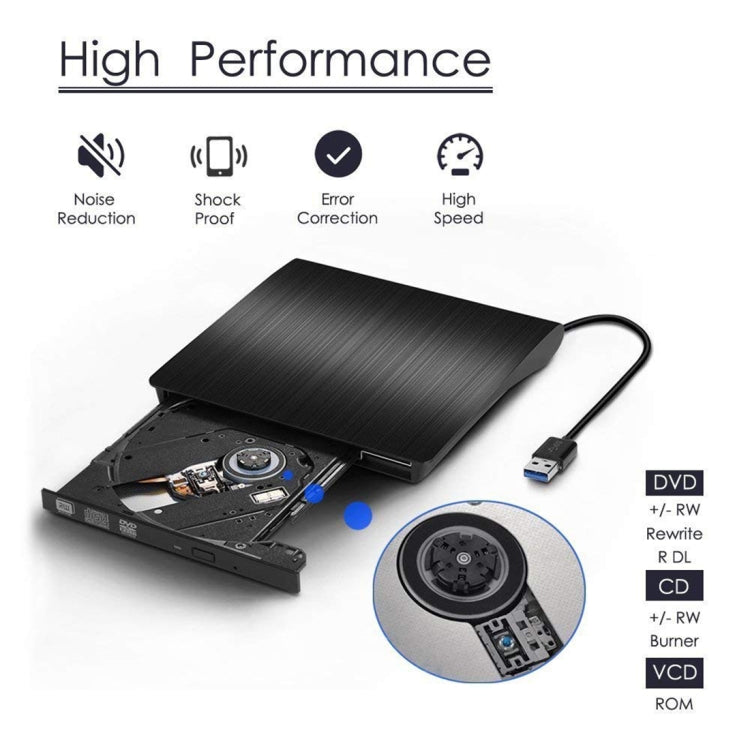Brushed Texture USB 3.0 POP-UP Mobile External DVD-Rw DVD / CD Rewritable Drive External ODD & HDD Device, Brushed Texture DVD(B)