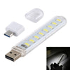 8LEDs 5V 200LM USB LED Book Light Portable Night Light, with Type-C Adapter, with Type-C Adapter
