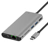 Onten 9591BD 8 in 1 USB-C / Type-C to PD USB-C / Type-C Charging + Gigabit Ethernet + Dual USB 3.0 + HDMI + VGA + SD Card Slot + 3.5mm AUX HUB, 9591BD Grey, 9591BD Silver