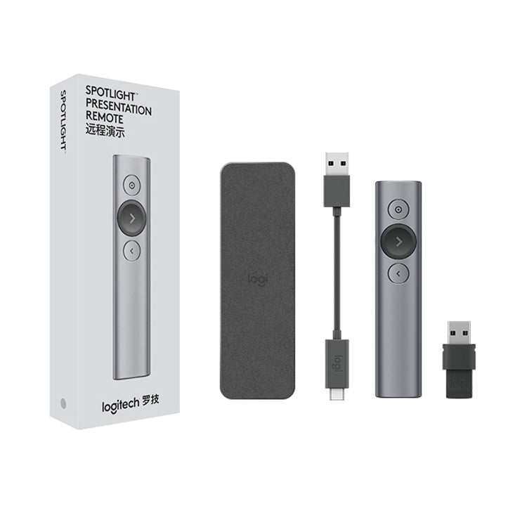 Logitech Spotlight 2.4Ghz USB Wireless Presenter PPT Remote Control Flip Pen, Spotlight (Gold), Spotlight (Grey)