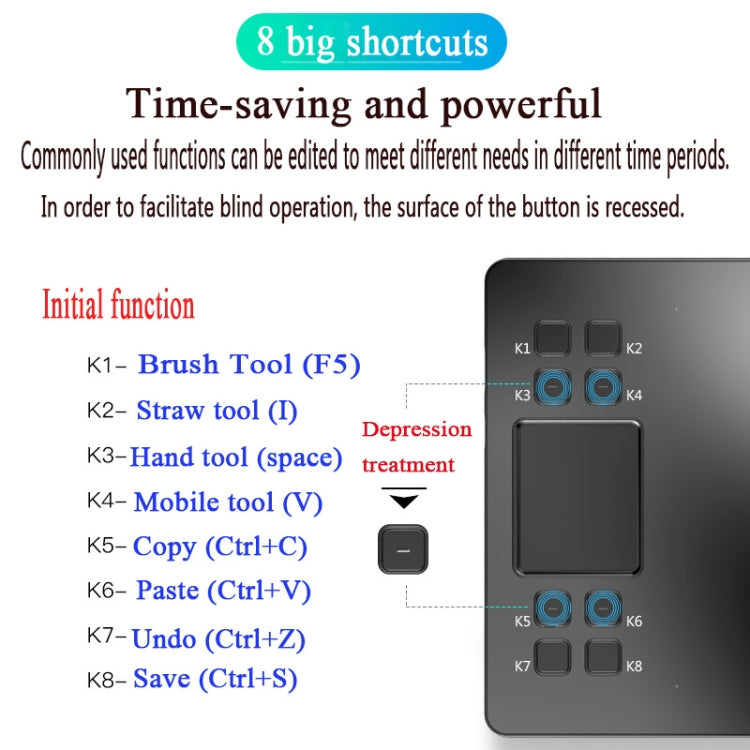 VEIKK A50 10x6 inch 5080 LPI Smart Touch Electronic Graphic Tablet, with Type-c Interface, A50