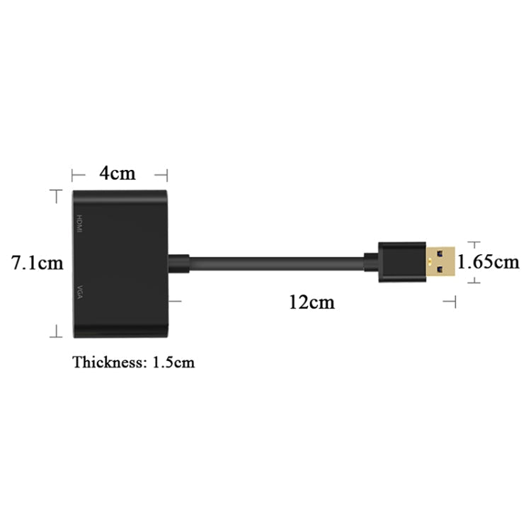 5201B 2 in 1 USB 3.0 to VGA + HDMI HD Video Converter, 5201B Black, 5201B Silver