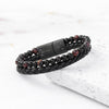 Personalised Men's Tigers Eye Bead and Leather Bracelet