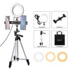 PULUZ Tripod Mount +  Live Broadcast Dual Phone Bracket + 6.2 inch 16cm LED Ring Vlogging Video Light Kits, 3 in 1