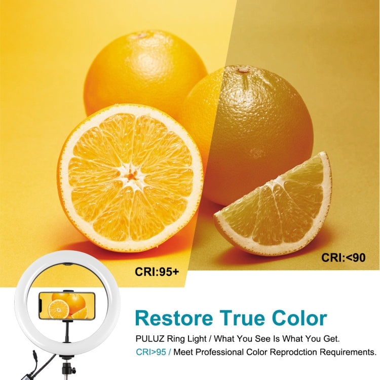 PULUZ 10.2 inch 26cm RGBW Light + 1.65m Tripod Mount Curved Surface USB RGBW Dimmable LED Ring Vlogging Video Light Live Broadcast Kits with Cold Shoe Tripod Ball Head & Phone Clamp & Remote Control, 10.2 inch RGBW+1.65m Tripod