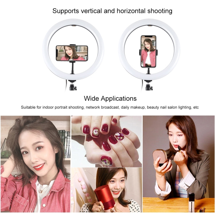 PULUZ 11.8 inch 30cm Light + 1.65m Tripod Mount Curved Surface USB 3 Modes Dimmable Dual Color Temperature LED Ring Vlogging Video Light Live Broadcast Kits with Phone Clamp(Black)