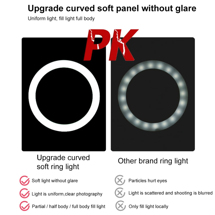 PULUZ 7.9 inch 20cm Light + Desktop Tripod Mount USB 3 Modes Dimmable Dual Color Temperature LED Curved Light Ring Vlogging Selfie Beauty Photography Video Lights with Phone Clamp, 7.9 inch+Tripod