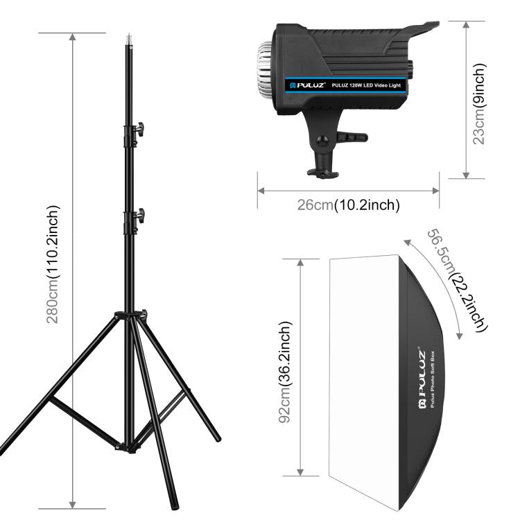 PULUZ 120W Photo Studio Strobe Flash Light Kit with Softbox Reflector & Tripod, Rectangle 120W 2700K-6500K Light Kit UK Plug, Rectangle 120W 2700K-6500K Light Kit US Plug, Rectangle 120W 2700K-6500K Light Kit EU Plug