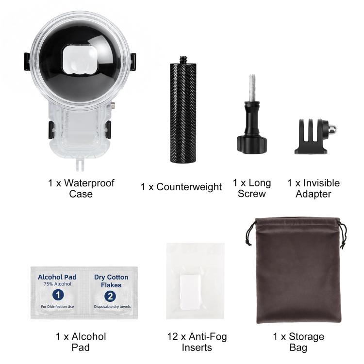 For Insta360 X5 PULUZ Pro-Level 50m Waterproof Sealed Diving Case