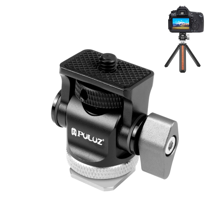 PULUZ Mini 180 Degree Swing Tripod Ball Head Cold Shoe Mount Adapter, Mini 180 Degree Ball Head(Red), Mini 180 Degree Ball Head(Silver)