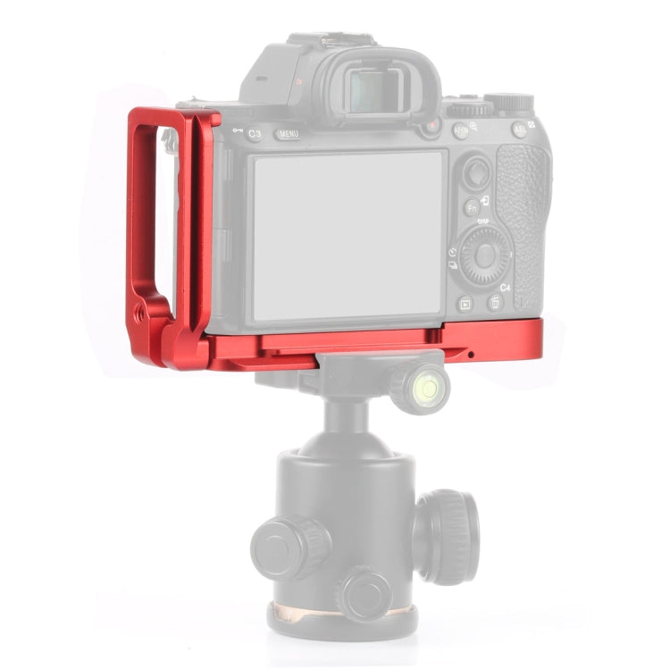 PULUZ 1/4 inch Vertical Shoot Quick Release L Plate Bracket Base Holder for Sony A9 (ILCE-9) / A7 III/ A7R III, For Sony A9 (Red)