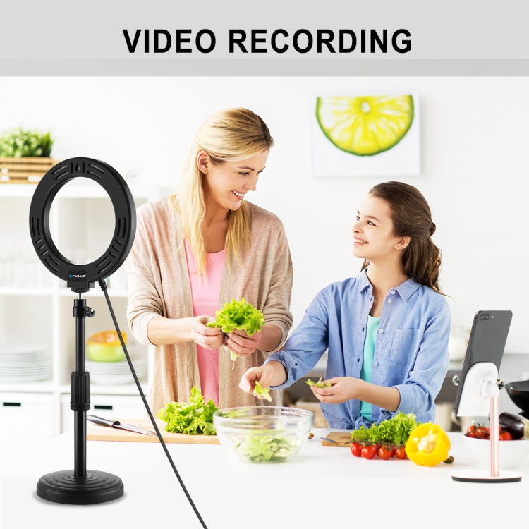 PULUZ 6.2 inch 16cm USB 3 Modes Dimmable LED Ring Vlogging Photography Video Lights with Tripod Ball Head, 6.2 inch