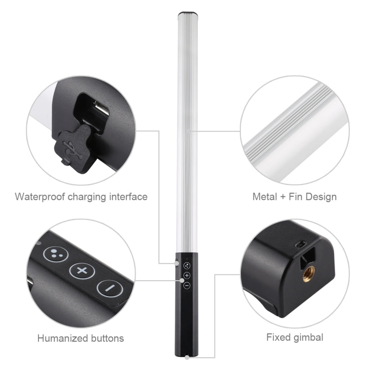PULUZ RGB Colorful Photo LED Stick Adjustable Color Temperature Handheld LED Fill Light with Remote Control, Remote Fill Light