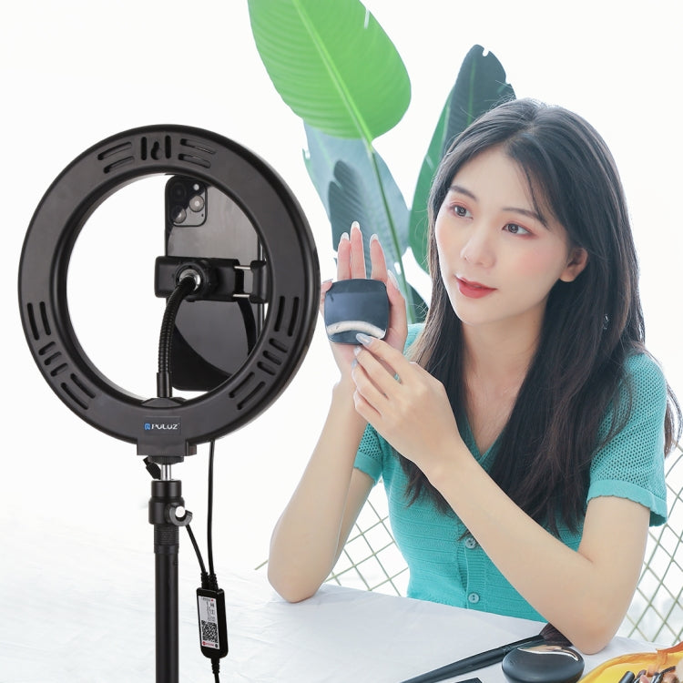 PULUZ 7.9 inch 20cm USB RGB Dimmable LED Dual Color Temperature LED Curved Light Ring Vlogging Selfie Photography Video Lights with Phone Clamp, 7.9 inch RGBW