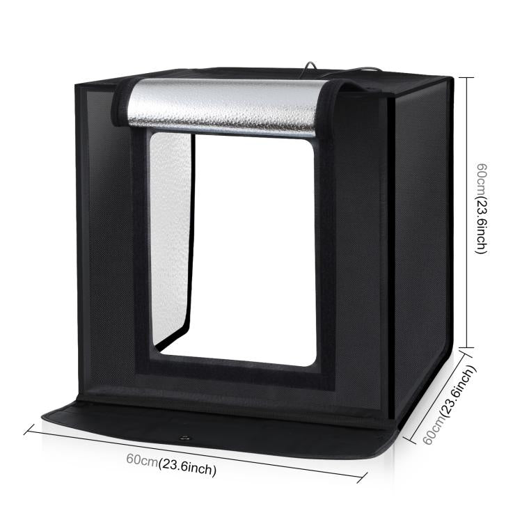 PULUZ Photo Studio Light Box Portable 60 x 60 x 60 cm Light Tent LED 5500K White Light Dimmable Mini 36W Photography Studio Tent Kit with 6 Removable Backdrops (Black Orange White Green Blue Red), 60cm Box(US), 60cm Box(UK), 60cm Box(EU), 60cm Box(AU)