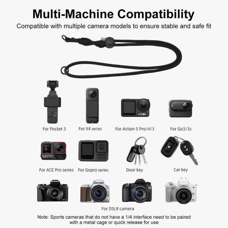 PULUZ Sports Camera Lanyard Long Adjustable Anti-lost Rope for OSMO Pocket 3 / Insta360 X4