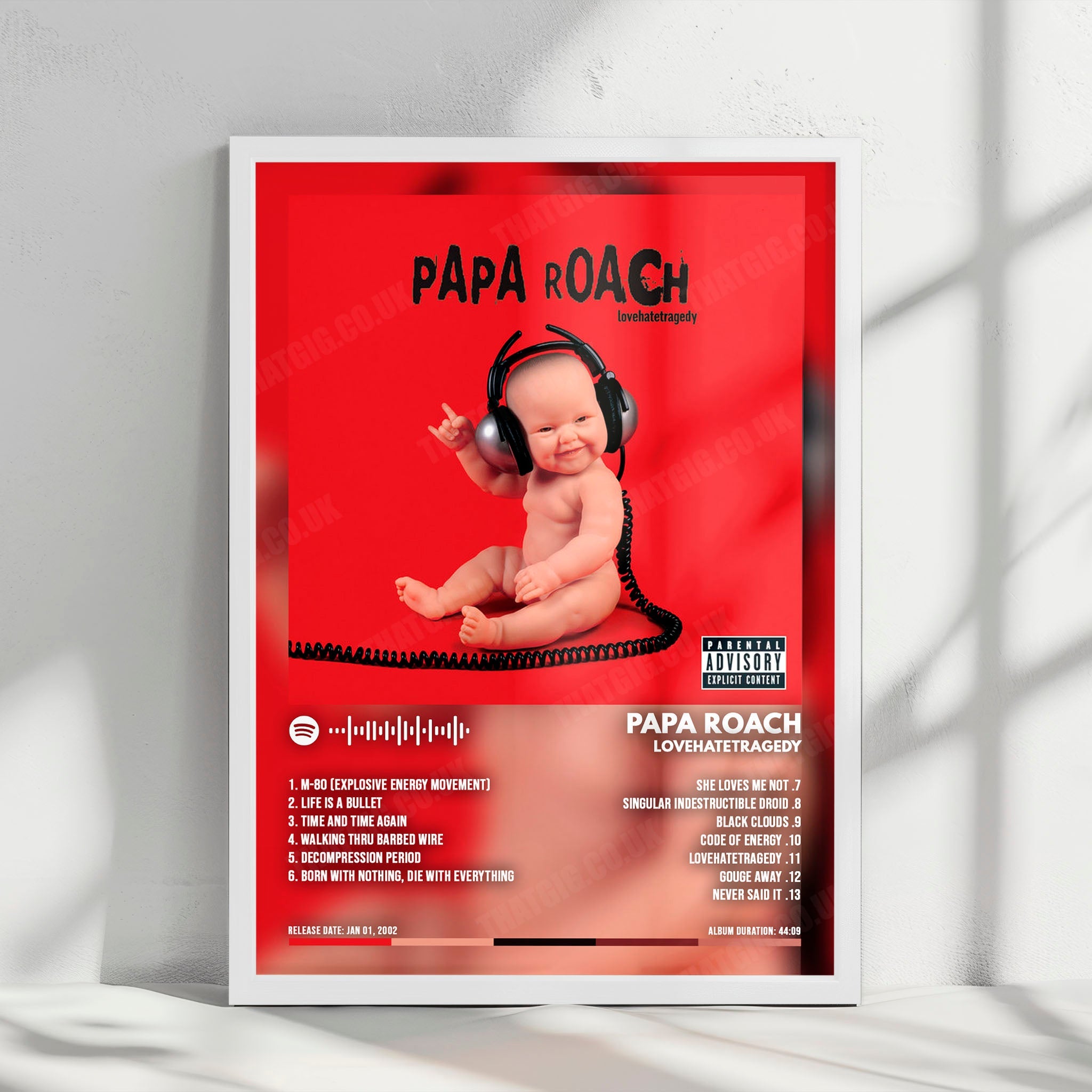 Papa Roach "Lovehatetragedy  " Album Cover Poster - with Complete Tracklist