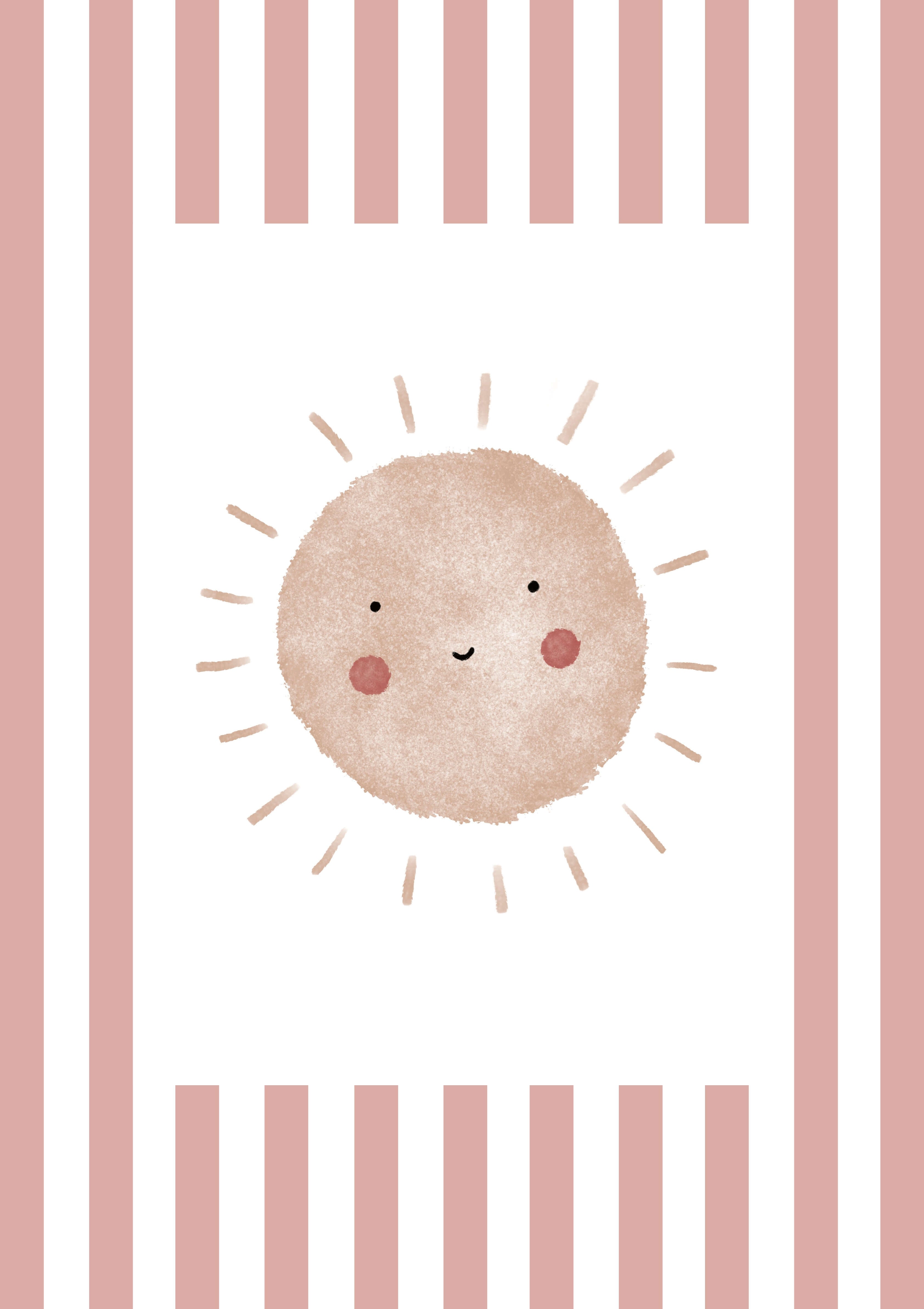 Boho Sunshine Print - Pale Red Stripes