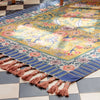 Rosa Country Floral Cotton Rug with Braided Tassel Trim