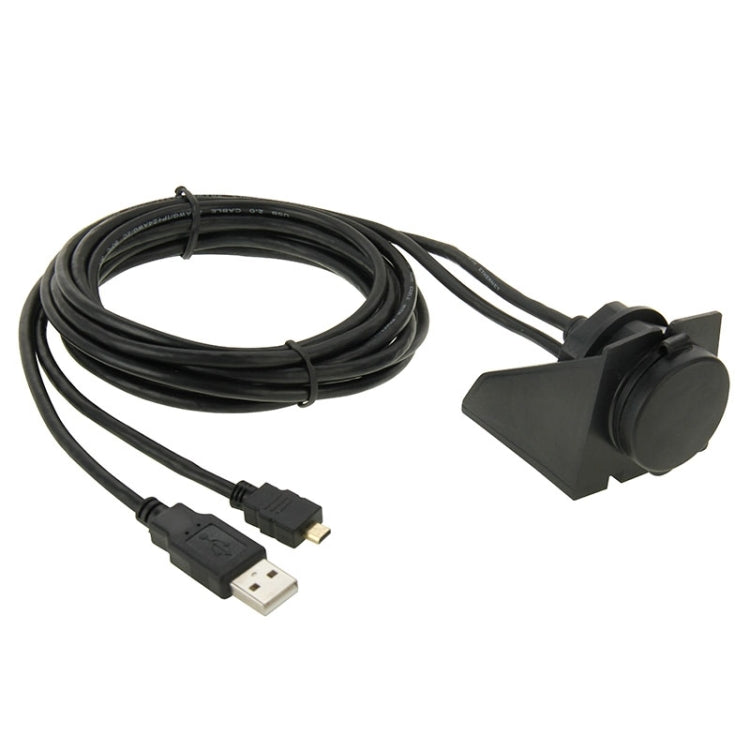 USB 2.0 & Micro HDMI (Type-D) Male to USB 2.0 & HDMI (Type-A) Female Adapter Cable with Car Flush Mount, Length: 2m, USB 2.0 & Micro HDMI Male to USB 2.0 & HDMI Female