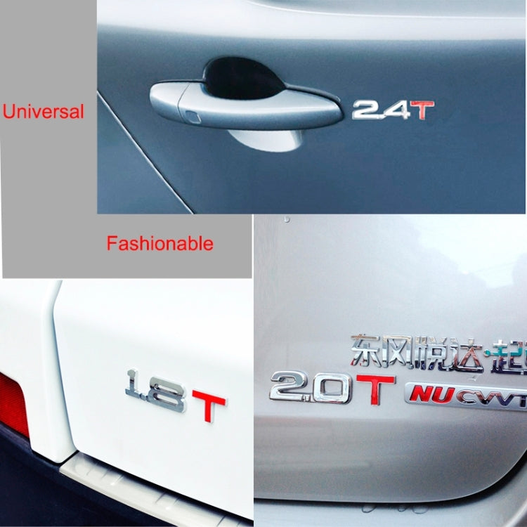 3D Universal Decal Chromed Metal Car Emblem Badge Sticker Car Trailer Gas Displacement Identification, Size: 8.5x2.5 cm, 1.6T, 1.8T, 2.0T, 2.5T, 2.8T, 3.0T