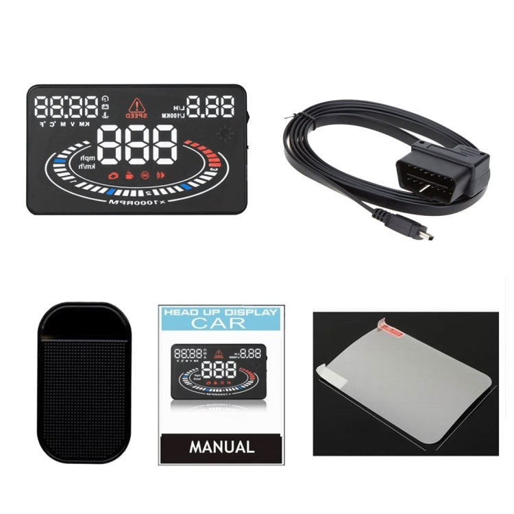 E300 5.5 inch Car OBDII / EUOBD HUD Vehicle-mounted Head Up Display Security System, Support Speed & Fuel Consumption, Overspeed Alarm,  Fuel Consumption, Water Temperature, etc., E300
