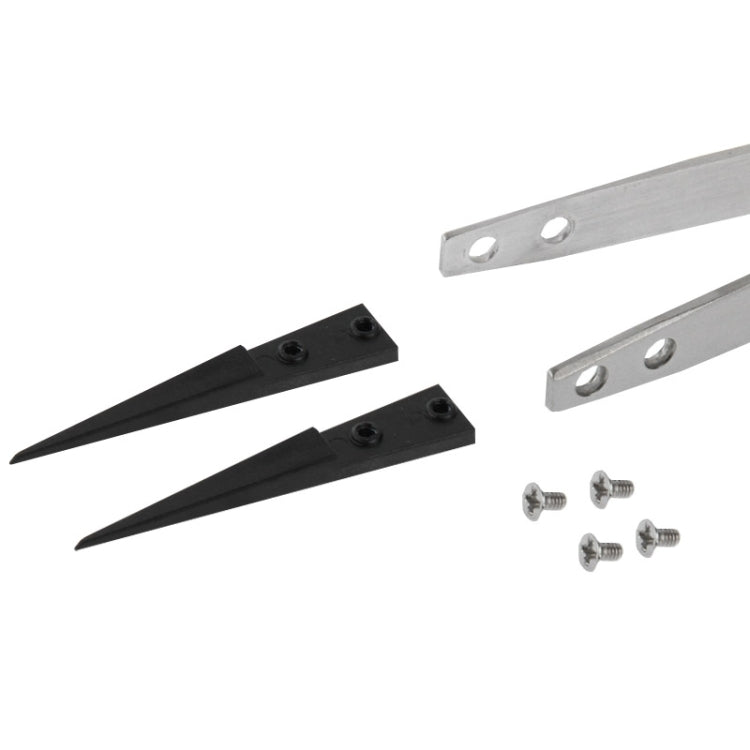 9 in 1 Replaceable Anti-Static Tweezers with Cross Screwdriver, 9 in 1