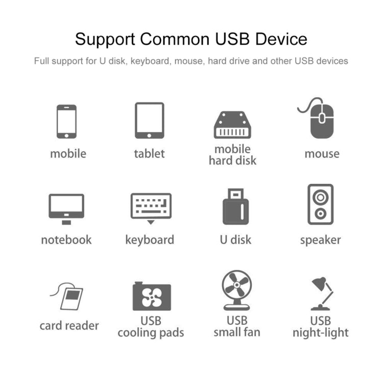 4 Ports USB 2.0 HUB, Cable Length: 30cm, 4 Ports (Black), 4 Ports (White)