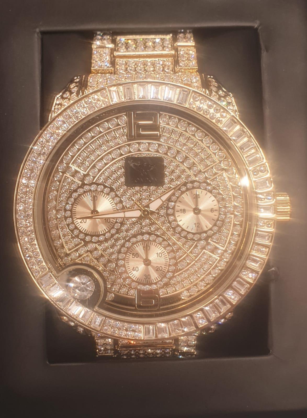 NY LONDON GENTS BLING WATCH PI-7498 GOLD