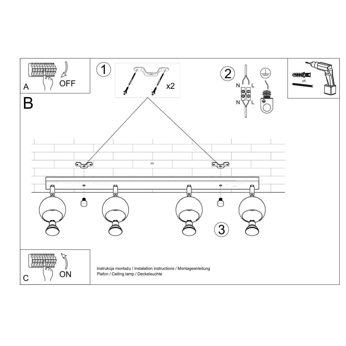 Ceiling lamp steel Oculare modern Design GU10
