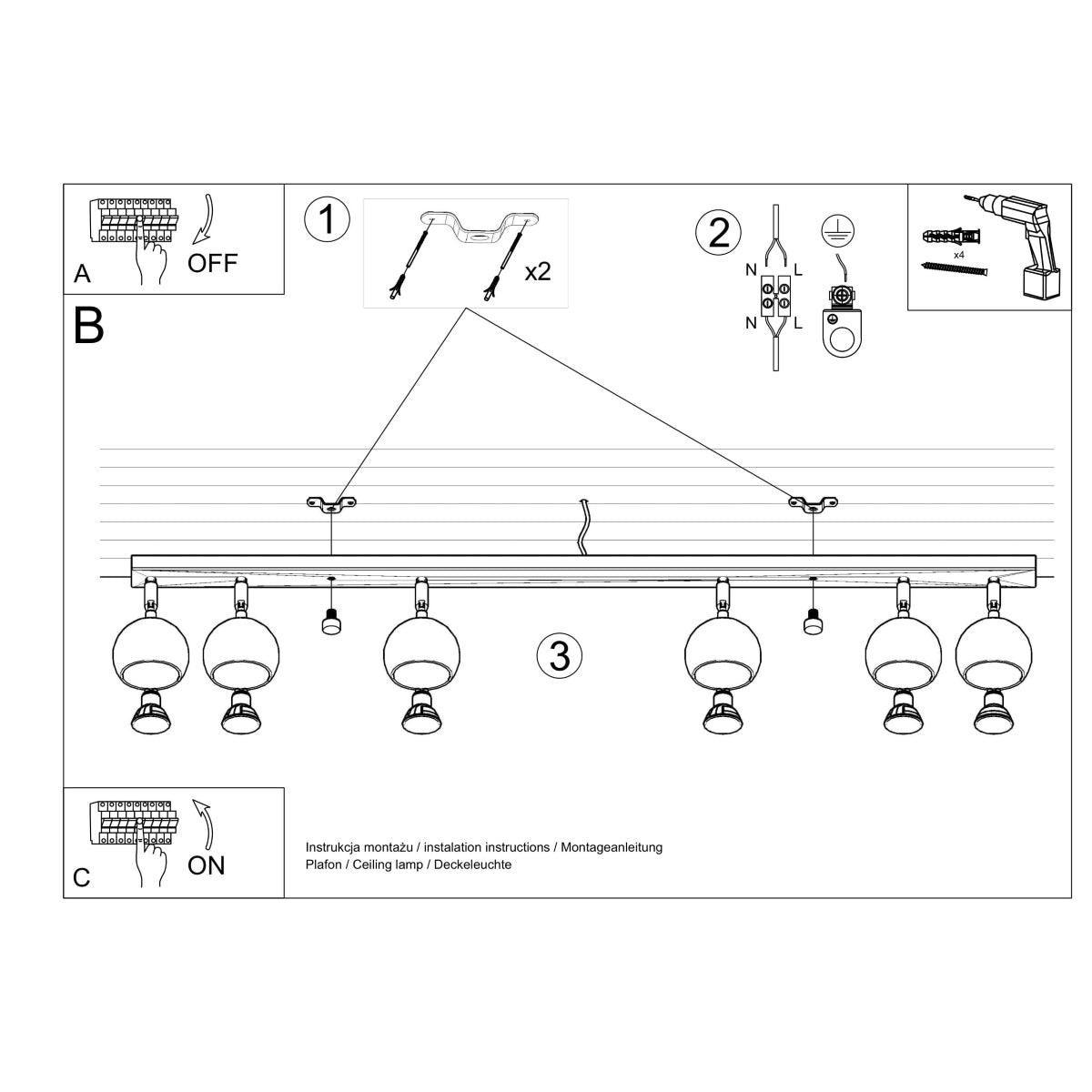 Ceiling lamp steel Oculare modern Design GU10