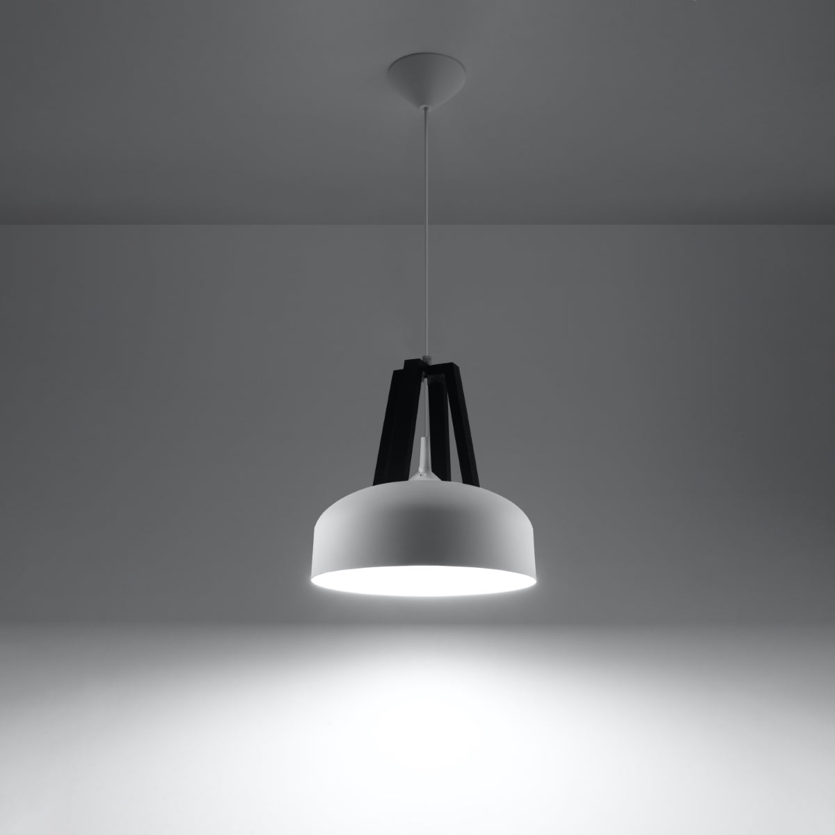 Pendant lamp steel, wood Casco modern Design E27