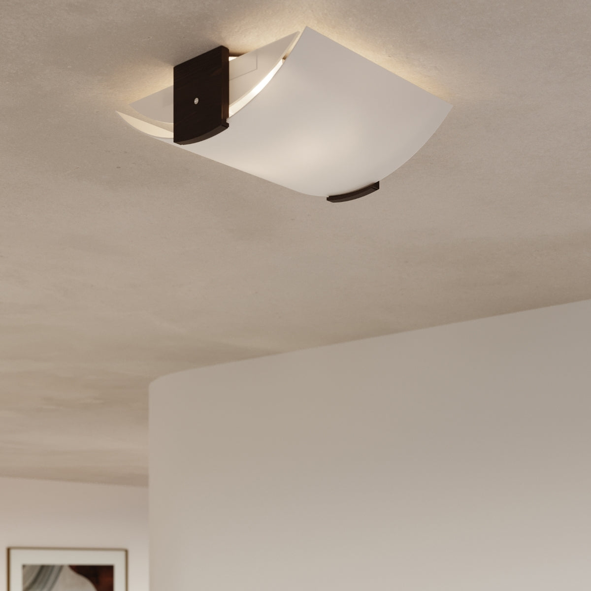 Wall lamp wood, glass Emilio modern Design E14