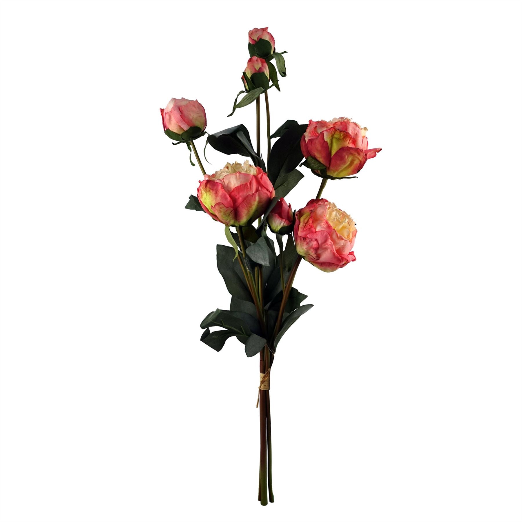 85cm Geometric Glass Vase Pink Peony and Berry Artificial Flowers