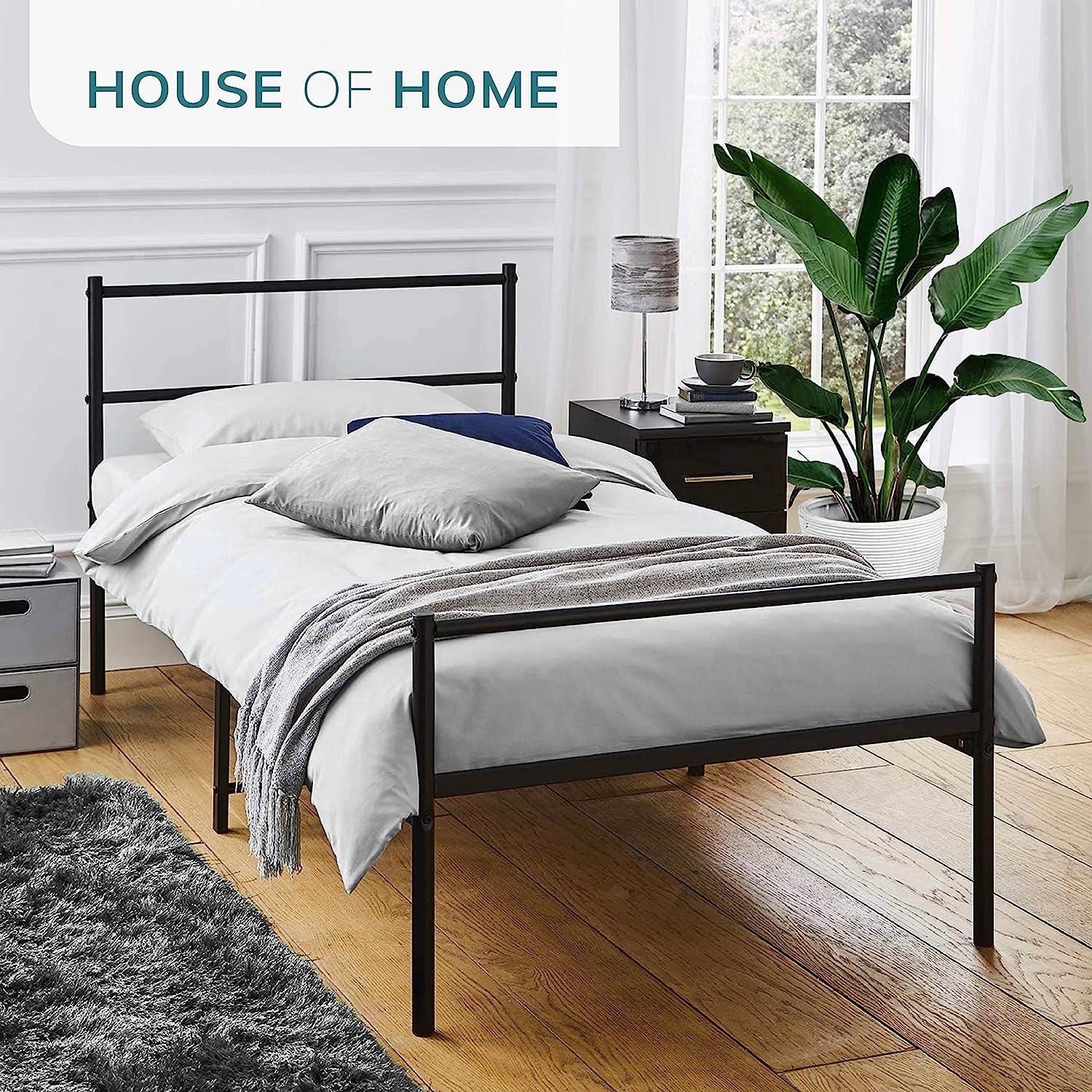USED Extra Strong Single Metal Bed Frame In Black - Improved
