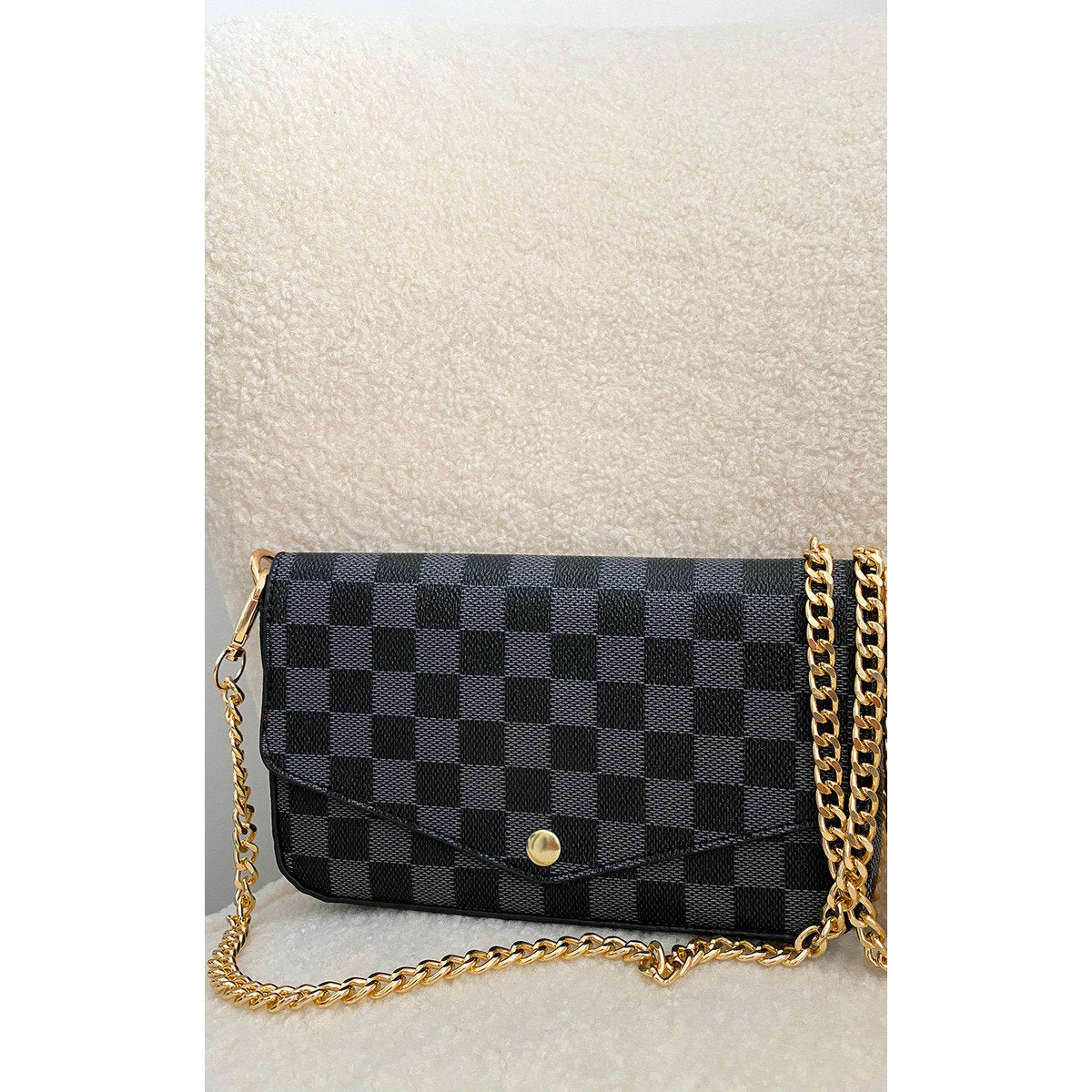 Check Print Clutch Bag