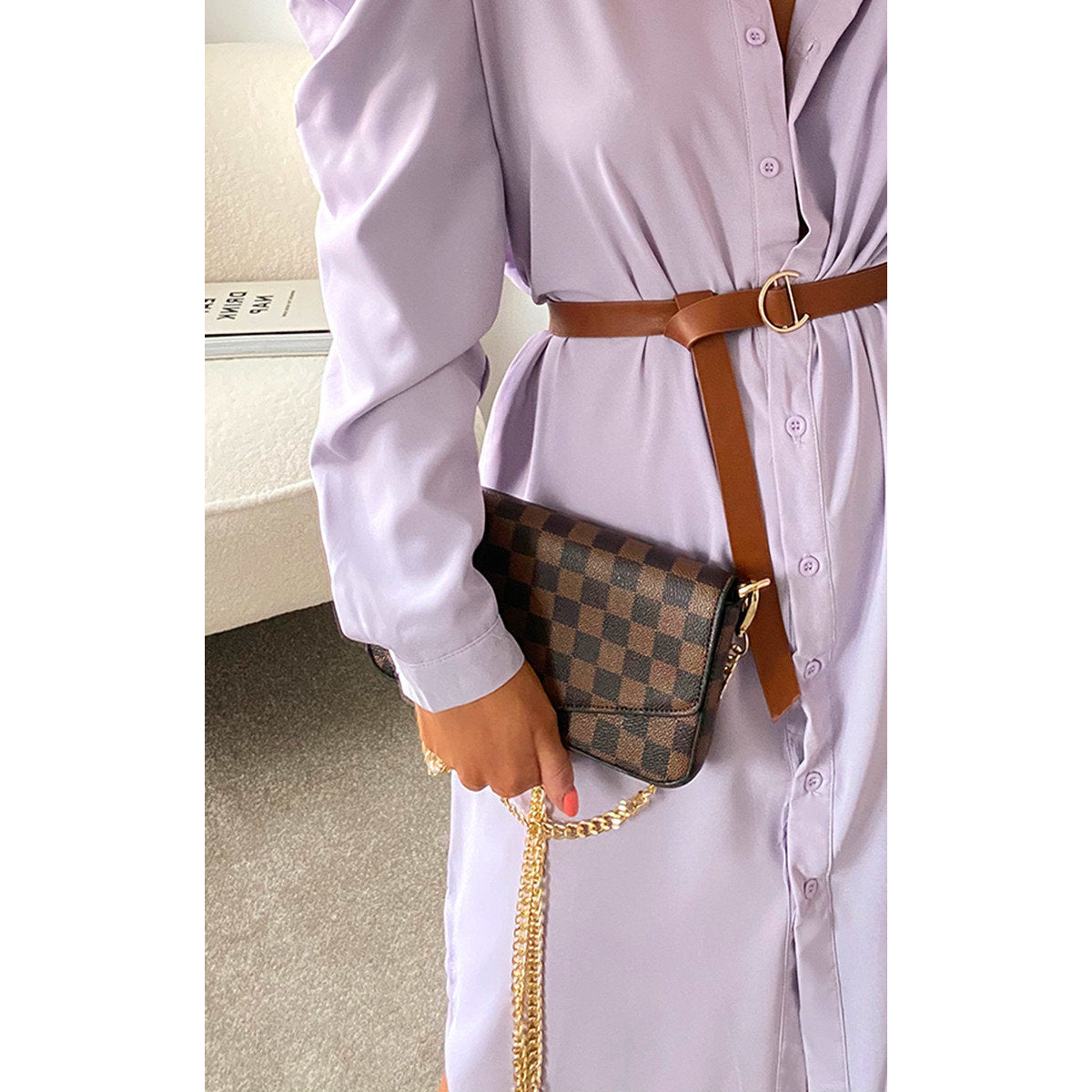 Check Print Clutch Bag