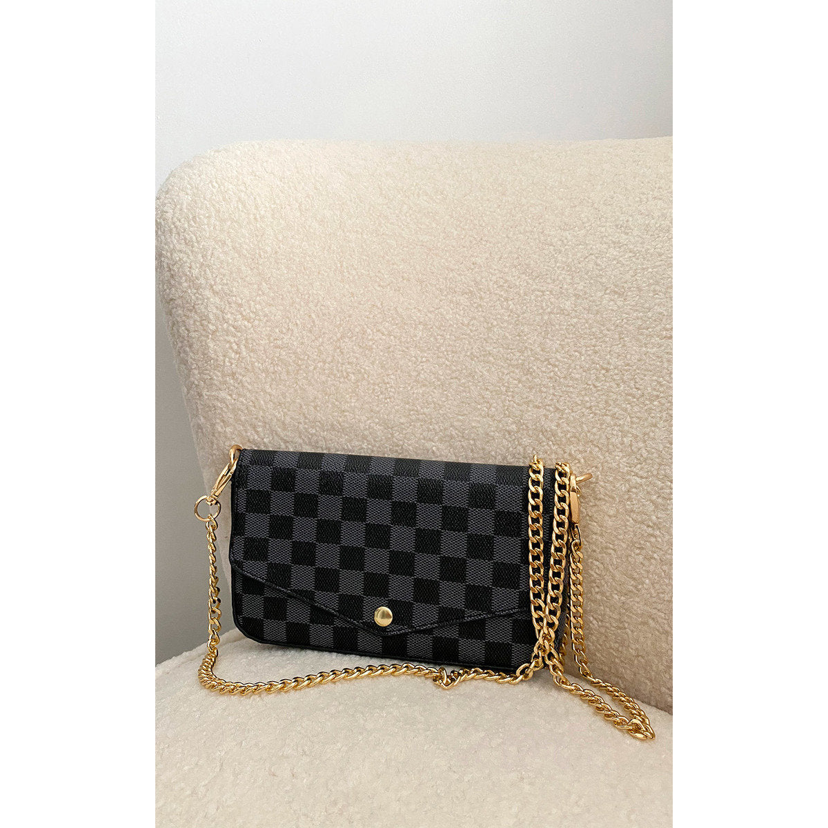 Check Print Clutch Bag