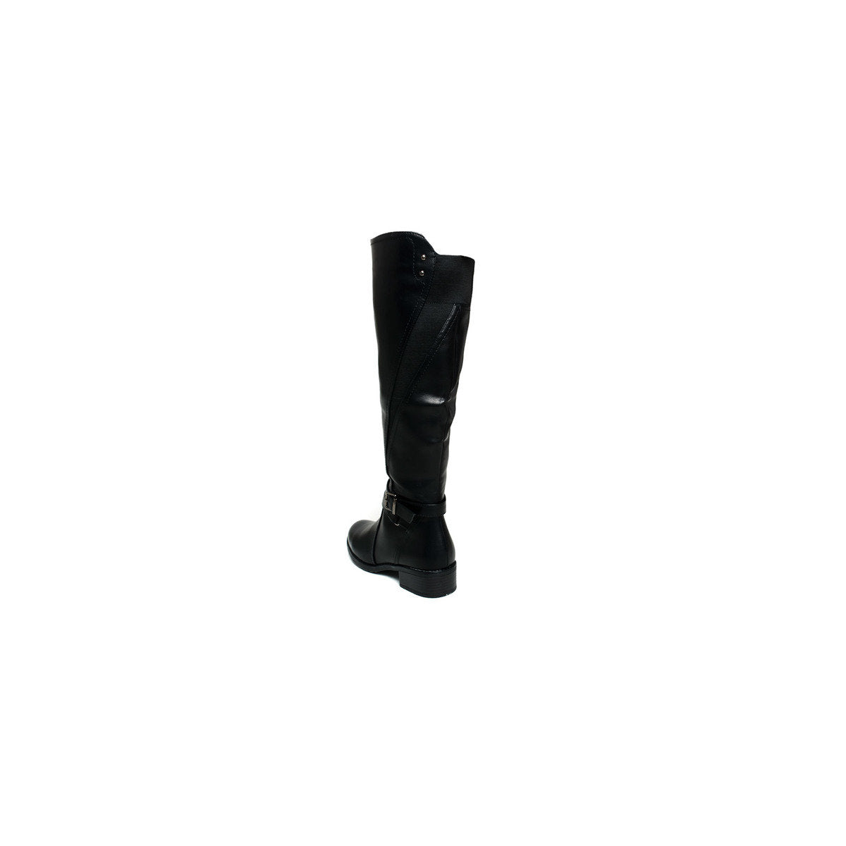 Faux Leather Buckle Knee High Boots
