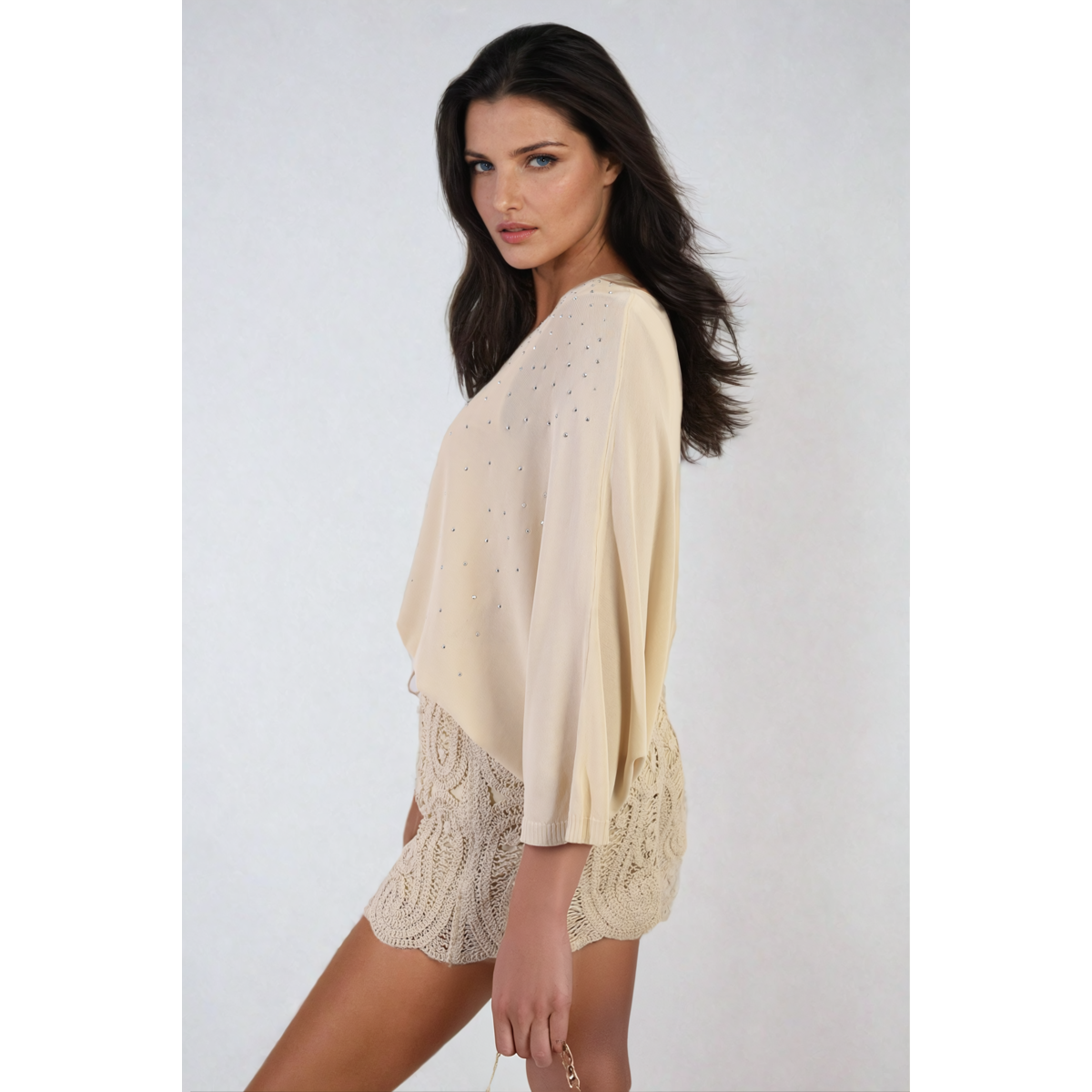 Round Neck Studded Oversized Top