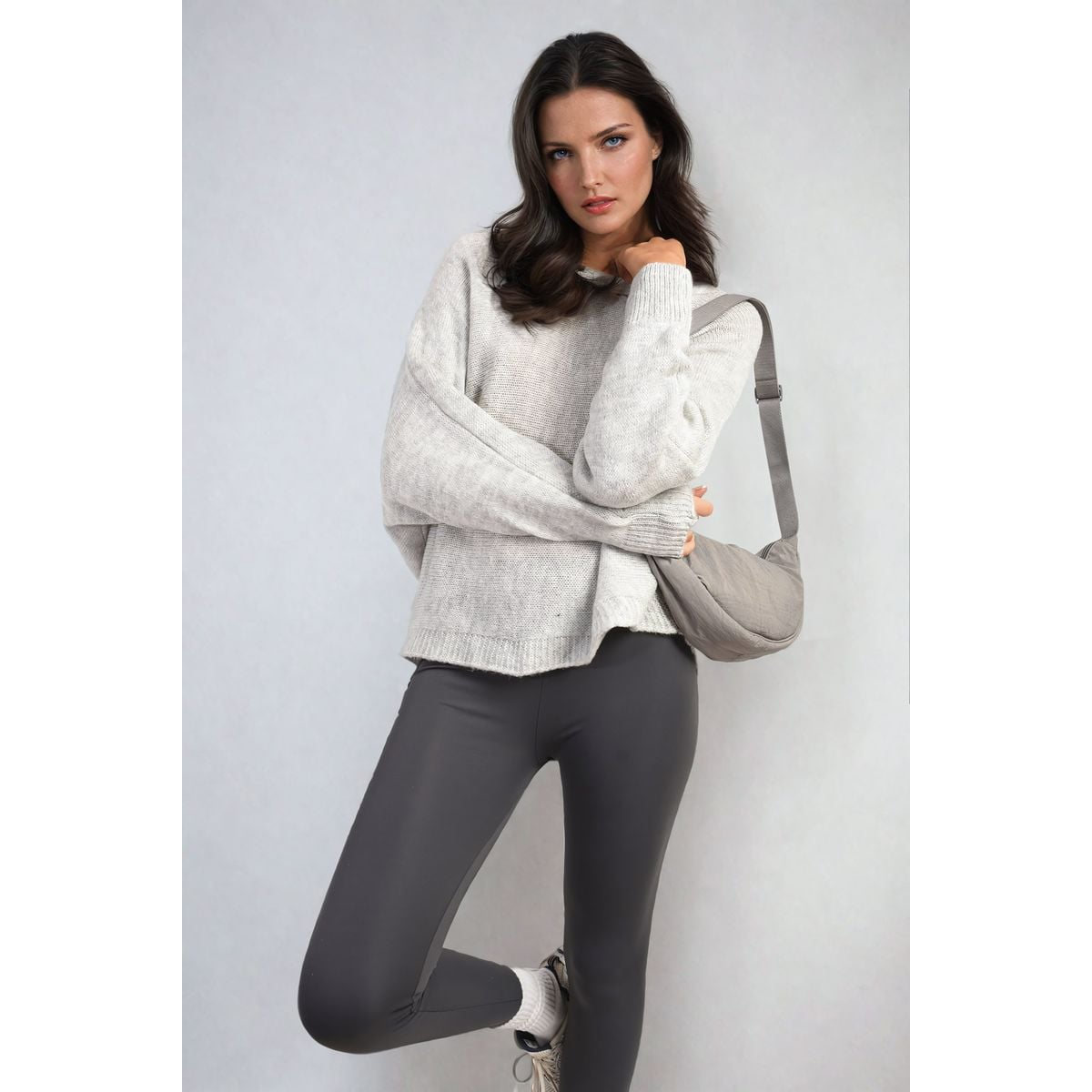 Crew Neck Back Patterned Knitted Jumper