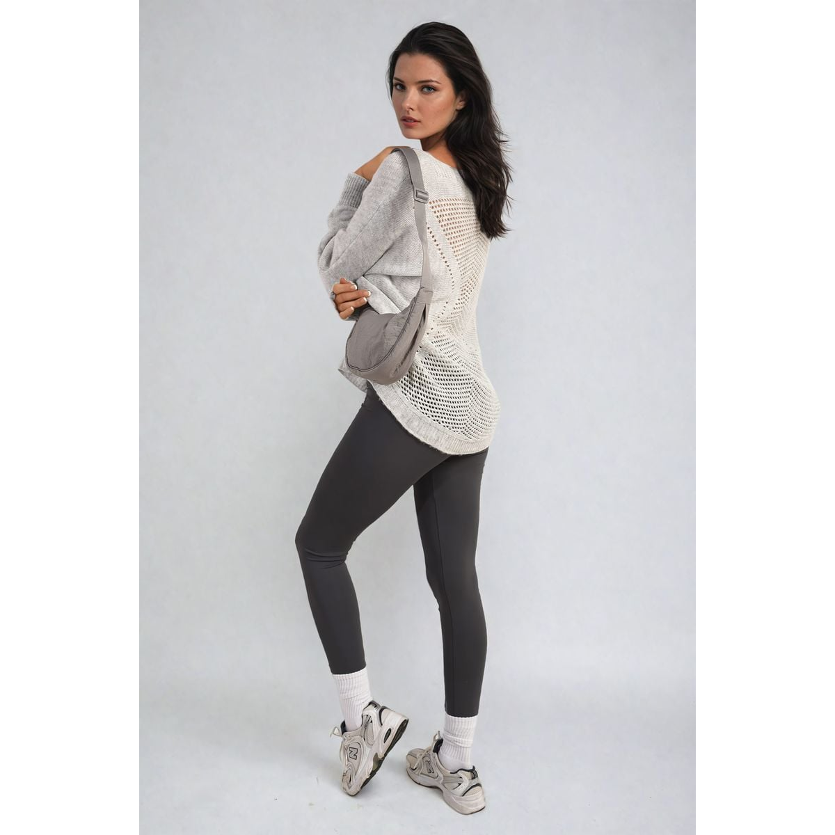 Crew Neck Back Patterned Knitted Jumper